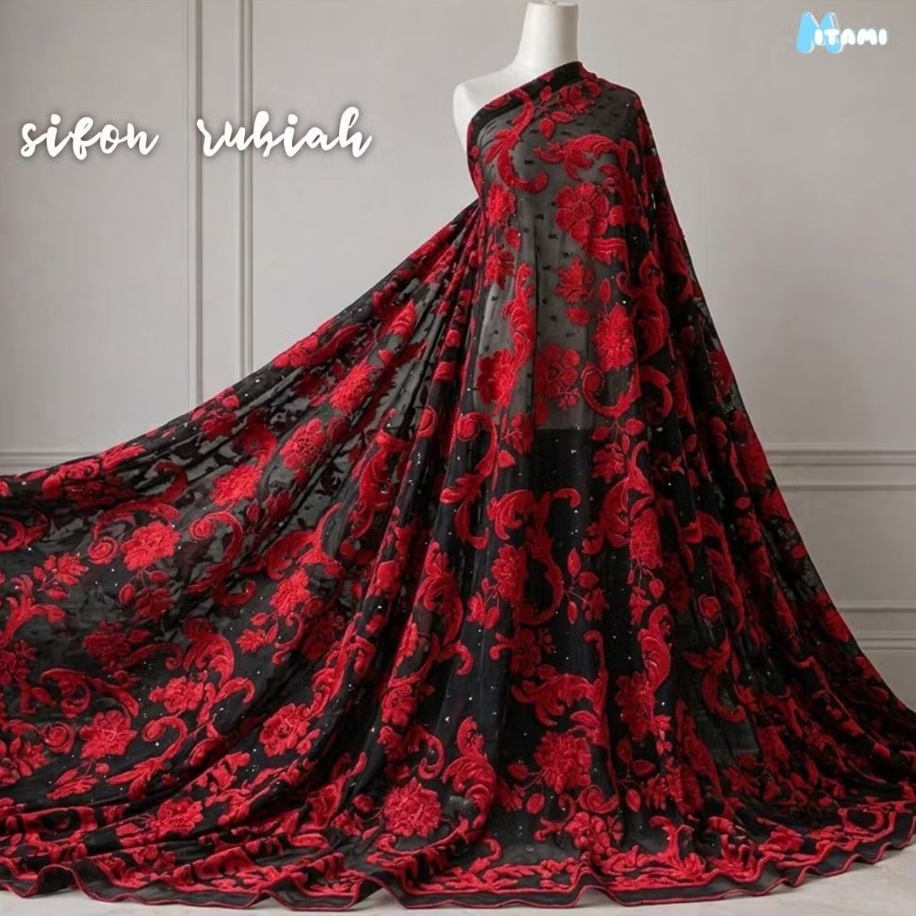 Kain Sifon Rubiah Motif Bunga Premium - Bahan Sifon Uragiri DZK