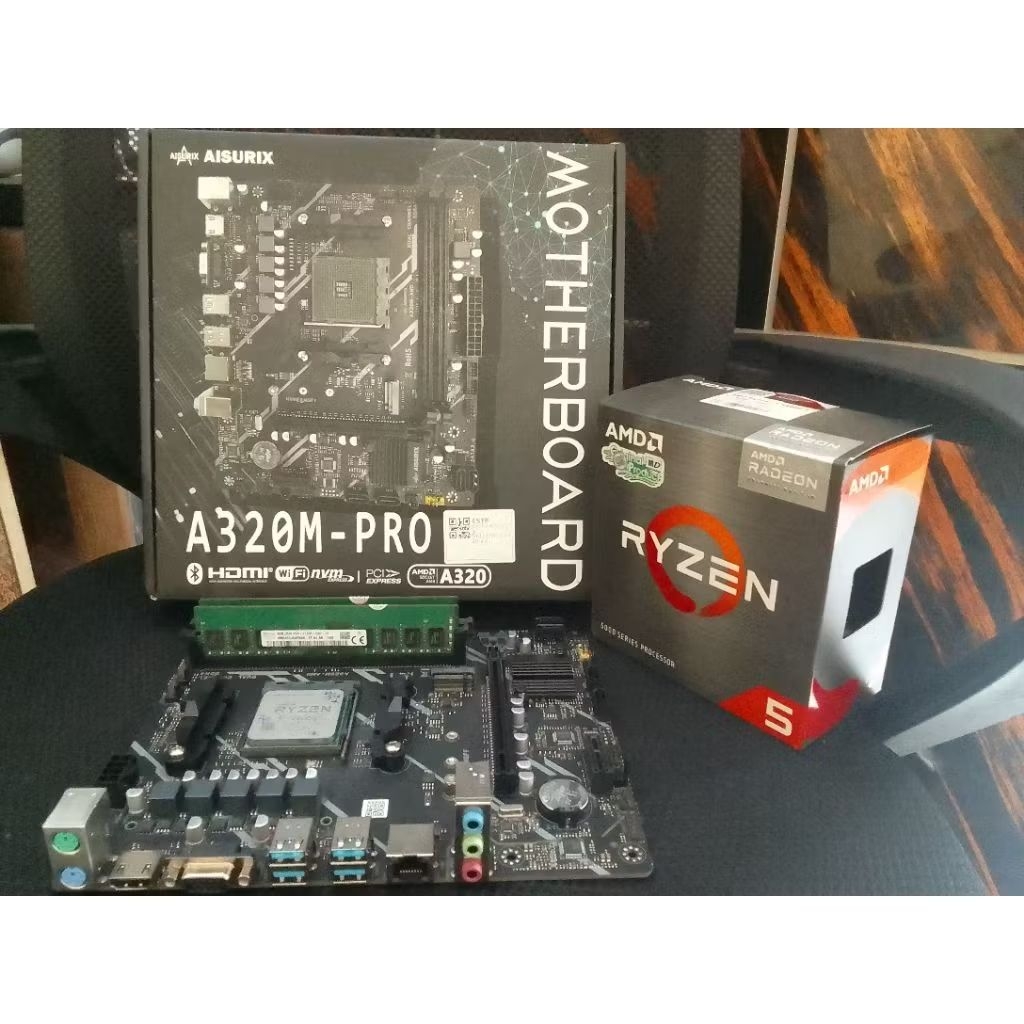 Mobo Amd A320M Pro BARU PLUS RYZEN 5 2400G RAM 8GB DDR4