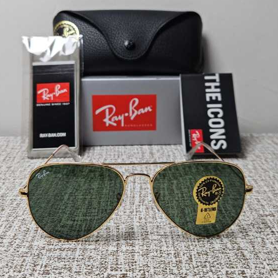 Kacamata Rayban Aviator RB3025 L0205 Gold Lens Green Original