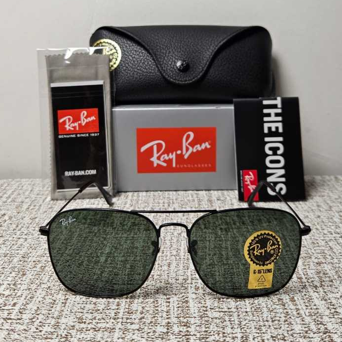 Kacamata Rayban Caravan RB3136 002 Black Lens Green Original