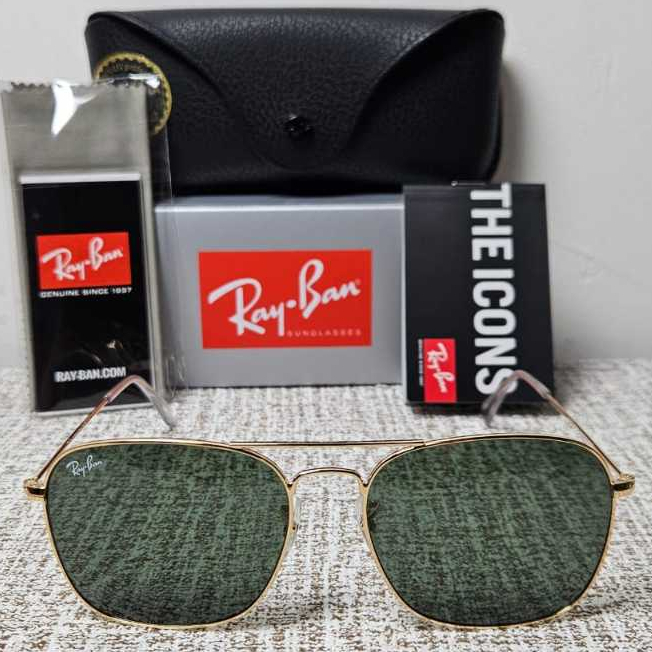 Kacamata Rayban Caravan RB3136 001 Gold Lens Green Original