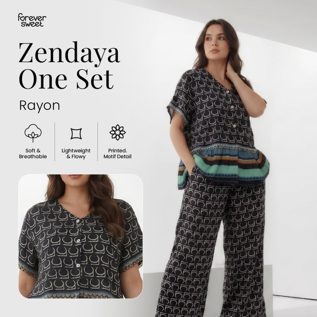 FOREVER SWEET Zendaya One Set Rayon Premium - Setelan Nyaman Wanita