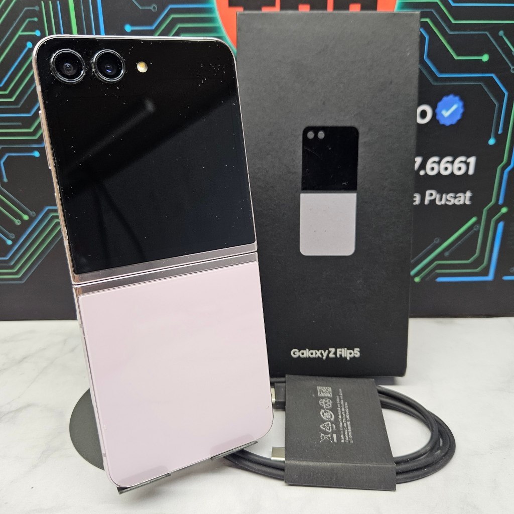 Samsung Galaxy Z Flip 5 8/256GB Lavender SEIN Resmi Fullset Second