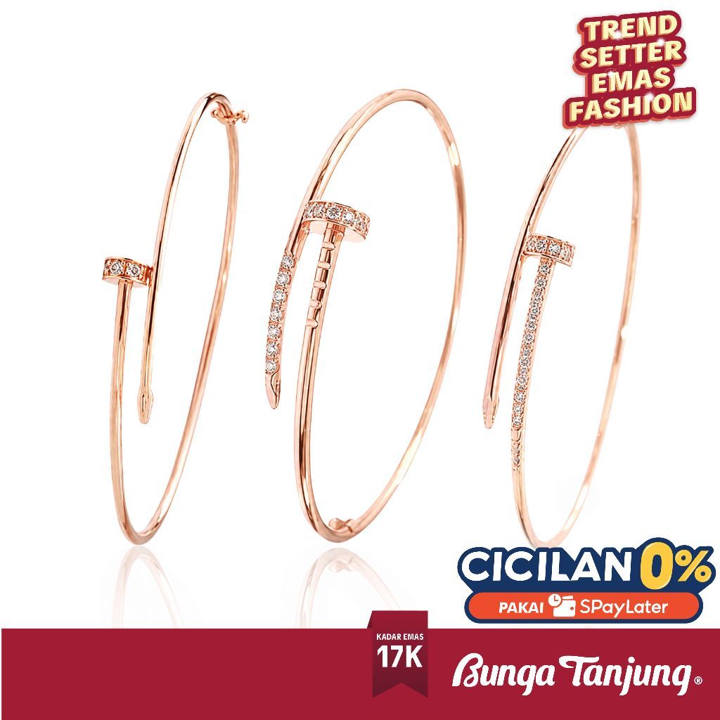 GELANG PAKU BERAT RINGAN - EMAS 17K - BUNGA TANJUNG GOLD