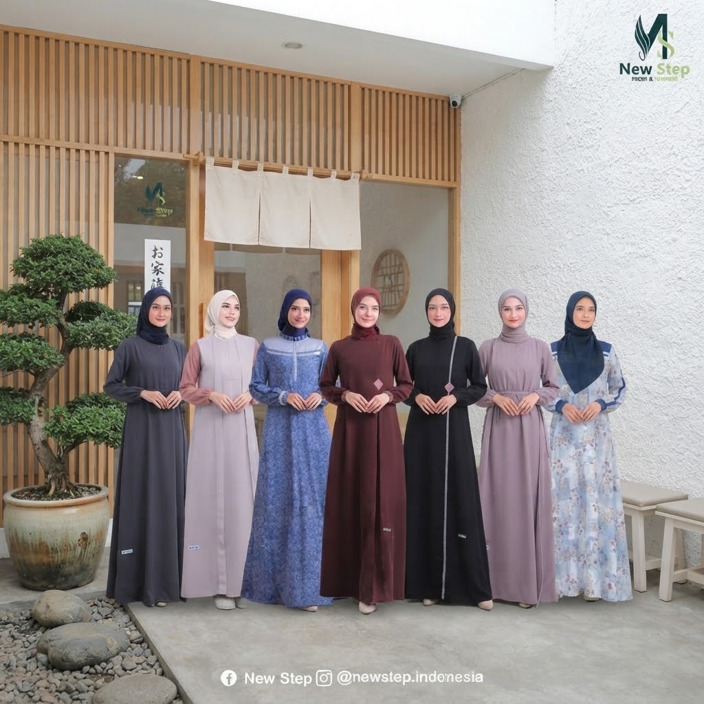 GAMIS DRESS WANITA DEWASA REMAJA BASIC POLOS MOTIF BUNGA FLORAL KEKINIAN WARNA HITAM ARMY SAGE BURGU