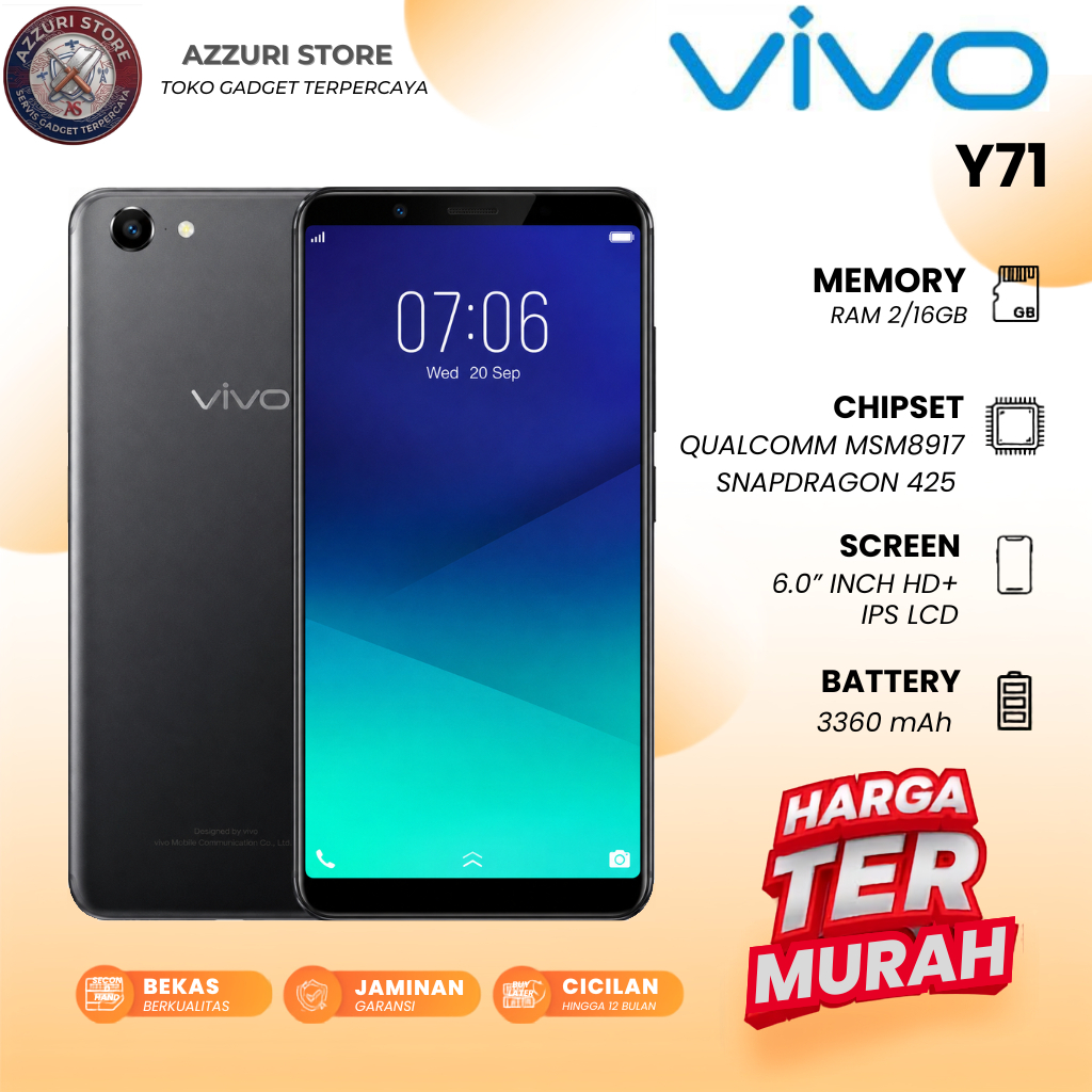 Vivo y71 Ram 2/16gb Second Normal Siap Pakai Bergaransi