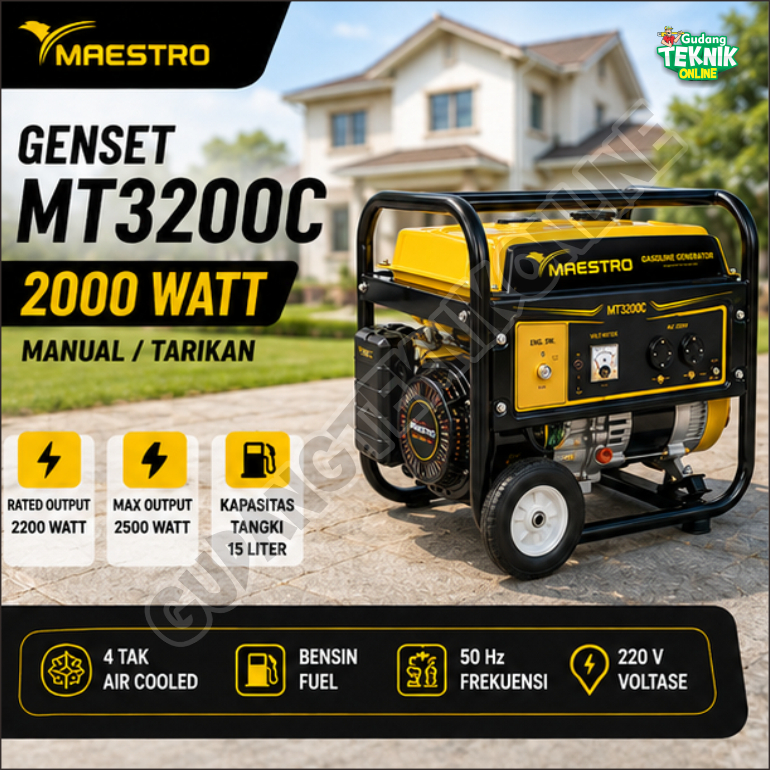 Genset MAESTRO MT3200C 2000Watt Manual / Generator MT 3200C 2000W - Genset Generator Gasoline Bensin