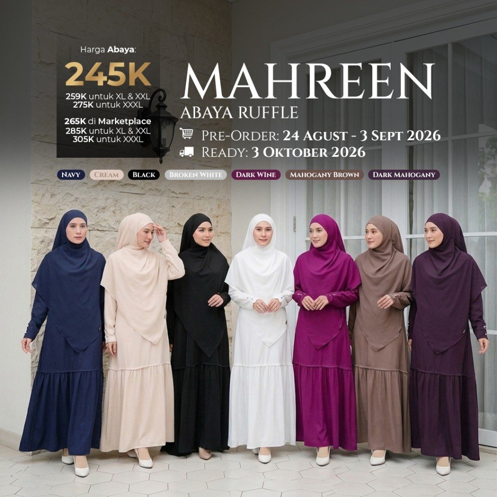 MAHREEN ABAYA RUFFLE BY MAHARRANI, Abaya Syar'i, Abaya Premium