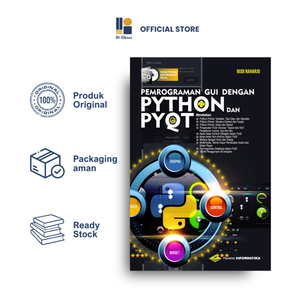 Pemrograman GUI dengan Python dan PyQt – Budi Raharjo – Informatika – Buku Python, PyQt, GUI Program