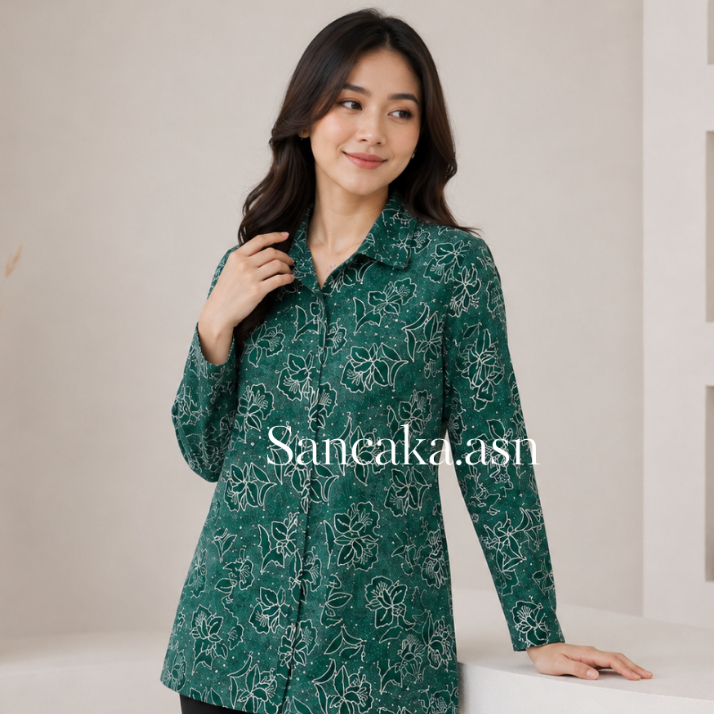 BAJU SERAGAM BATIK PKK NASIONAL TERBARU Hijau tosca SERAGAM BATIK PKK Baju PKK Nasional Lapis Furing