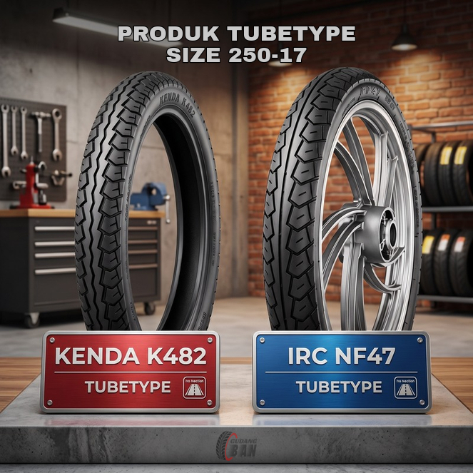 ( IRC NF47 / KENDA K482 ) TUBETYPE 250 17 Ban Luar untuk Motor BEBEK RING 17