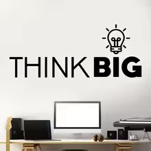 Stiker Dinding Kantor Think Big, Dekorasi Interior Vinyl, Desain Kantor, Stiker Inspirasional, Motiv