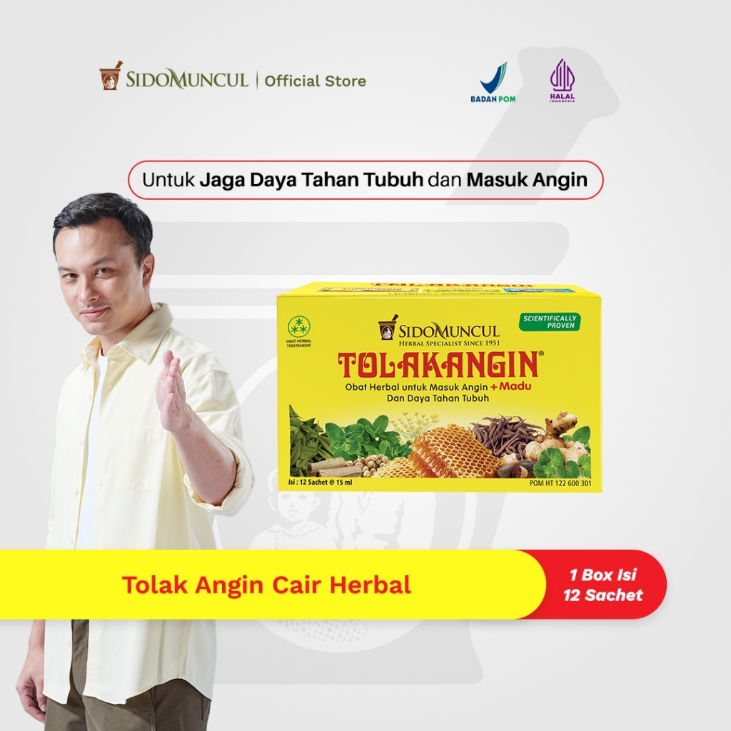 Tolak Angin Cair Herbal 1 Box Isi 12 Sachet  - Masuk Angin Daya Tahan Tubuh