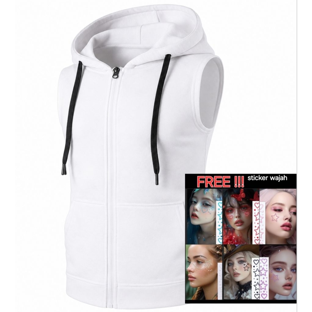 [EDISI SERBA PUTIH] sweatshirt jaket HOODIE PUTIH jemper zipper sweater rompi polos jumper pria wani