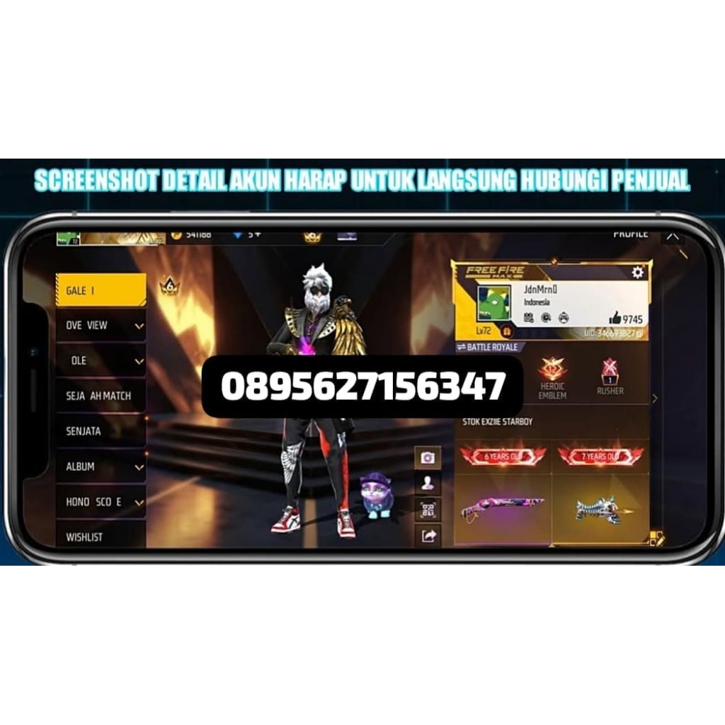 AKUN FF SULTAN-LEVEL TINGGI, SKIN LENGKAP READY AKUN FF MURAH-BAGUS FULL SKIN
