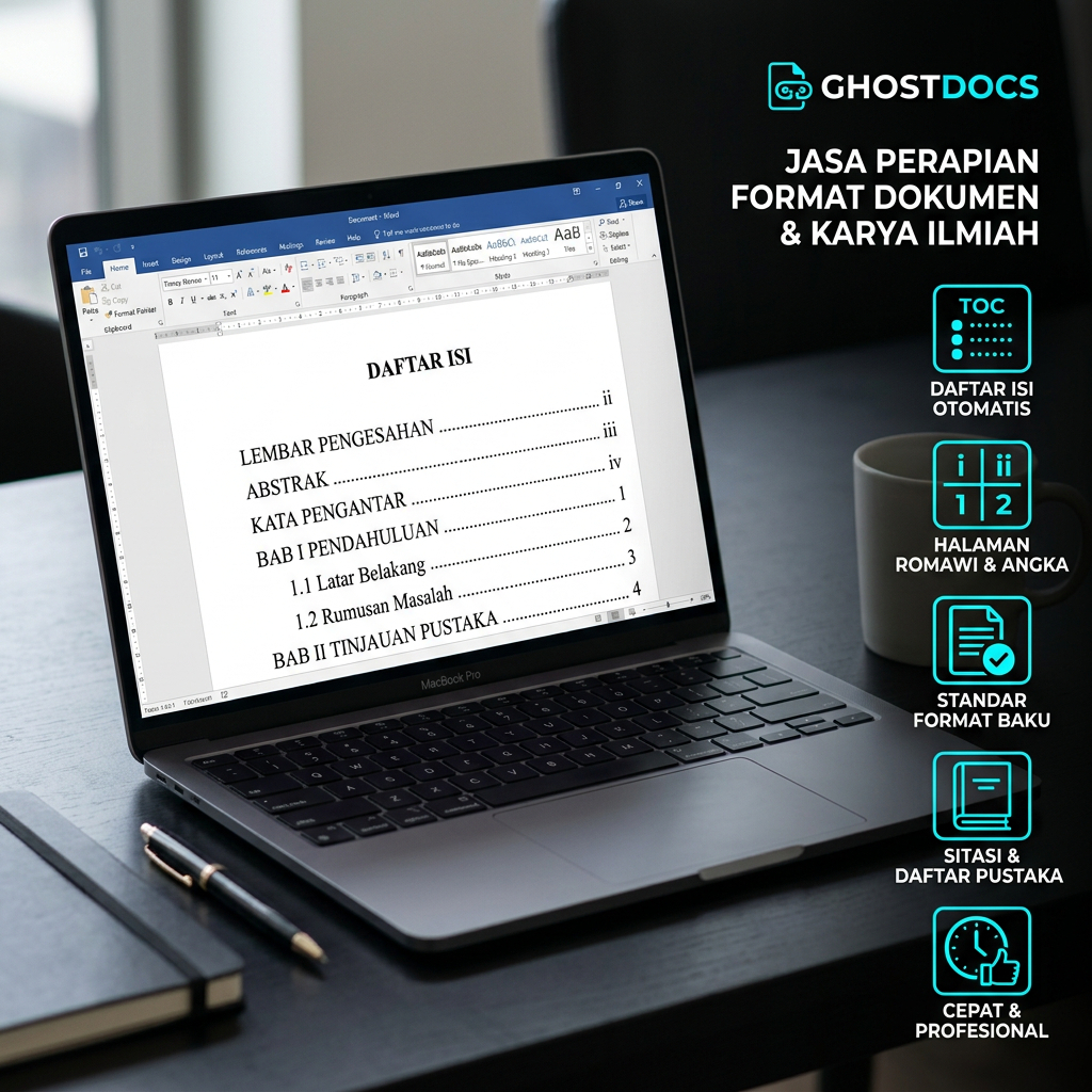 GHOSTDOCS - Jasa Perapian Format Skripsi Makalah Tesis Daftar Isi Otomatis Halaman Romawi Sitasi Men