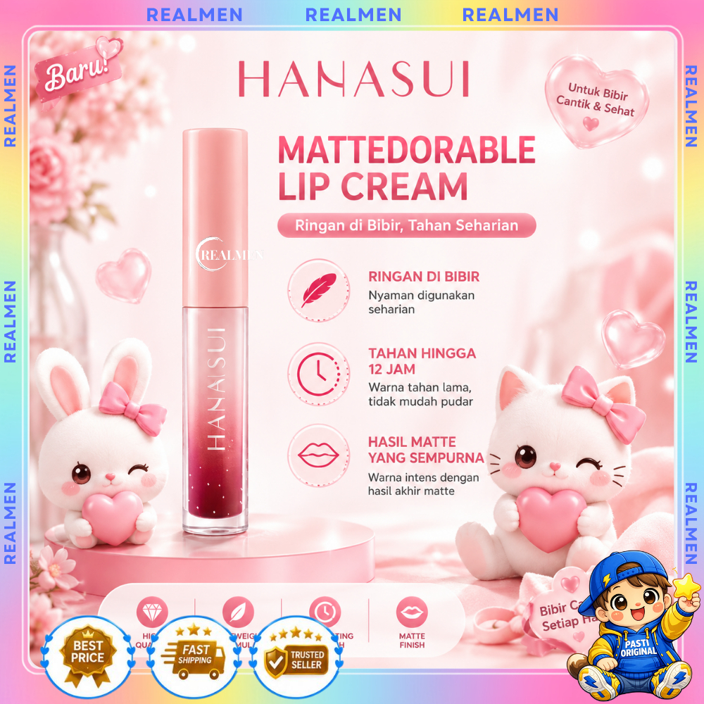 HANASUI mattedorable lip cream - lipstik hanasui lip matte BOBA EDITION - Lip Cream Matcha Latte