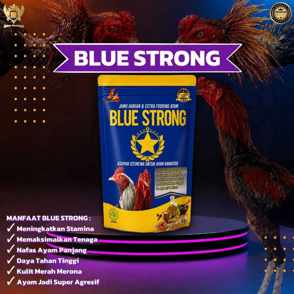 BLUE STRONG Jamu ekstra fooding ayam bangkok aduan agar sehat nafas panjang merah merona tarung agre