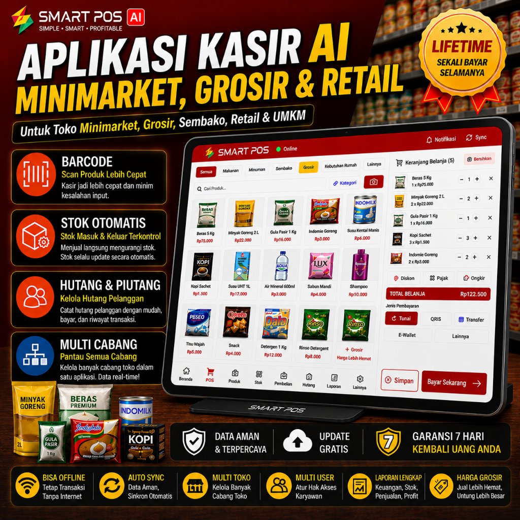 Aplikasi Kasir  Minimarket Toko Grosir & Retail Android Pc dan Tablet Smart Pos