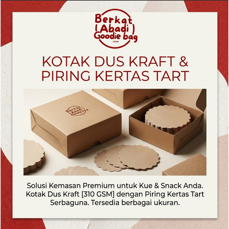 [100 lembar] kerdus coklat / kerdus snack / dos nasi / [310 GSM] Kotak Dus Kue R2 Jumbo 16x12.5x7 Re