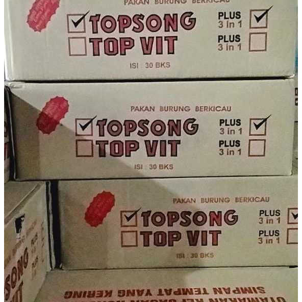 TOPSONG KUNING 1 DUS ISI 30pcs 3 IN 1 PAKAN BURUNG OCEHAN KACER MURAI BEO DLL