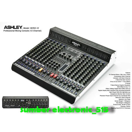 Mixer Audio Ashley 12 Channel Ashley HERO12 HERO-12 Original