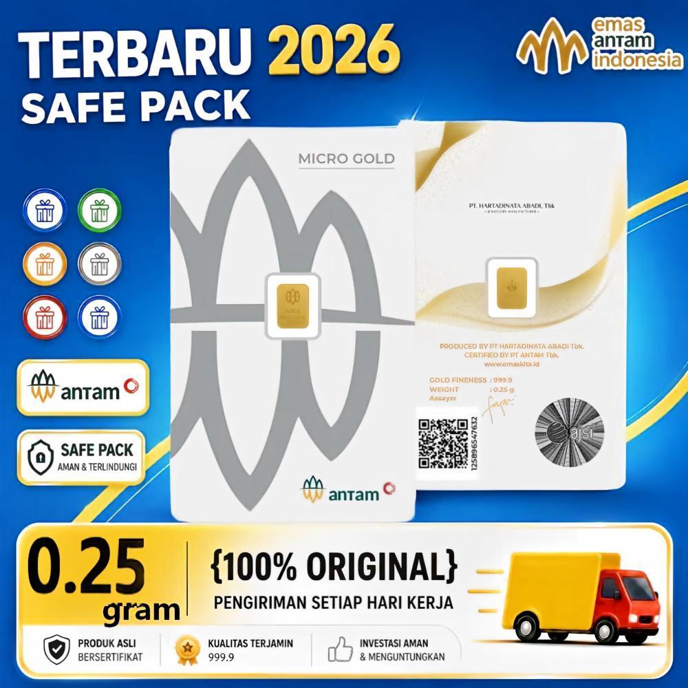 Emas Antam Logam Mulia (LM) CertiEye Press Card Terbaru - 0.25 Gram / 0.25 gr - 2026
