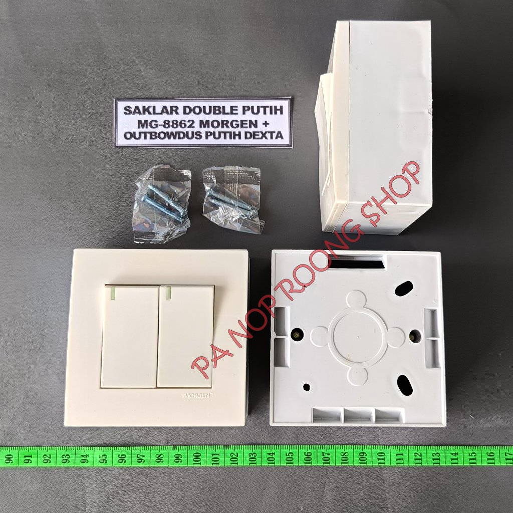 SAKLAR DOUBLE MG-8862 MORGEN + OUTBOW DUS PUTIH DEXTA