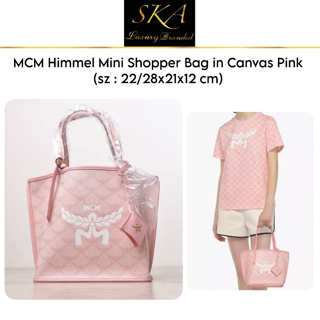 MCM Himmel Mini Shopper Bag in Canvas Pink