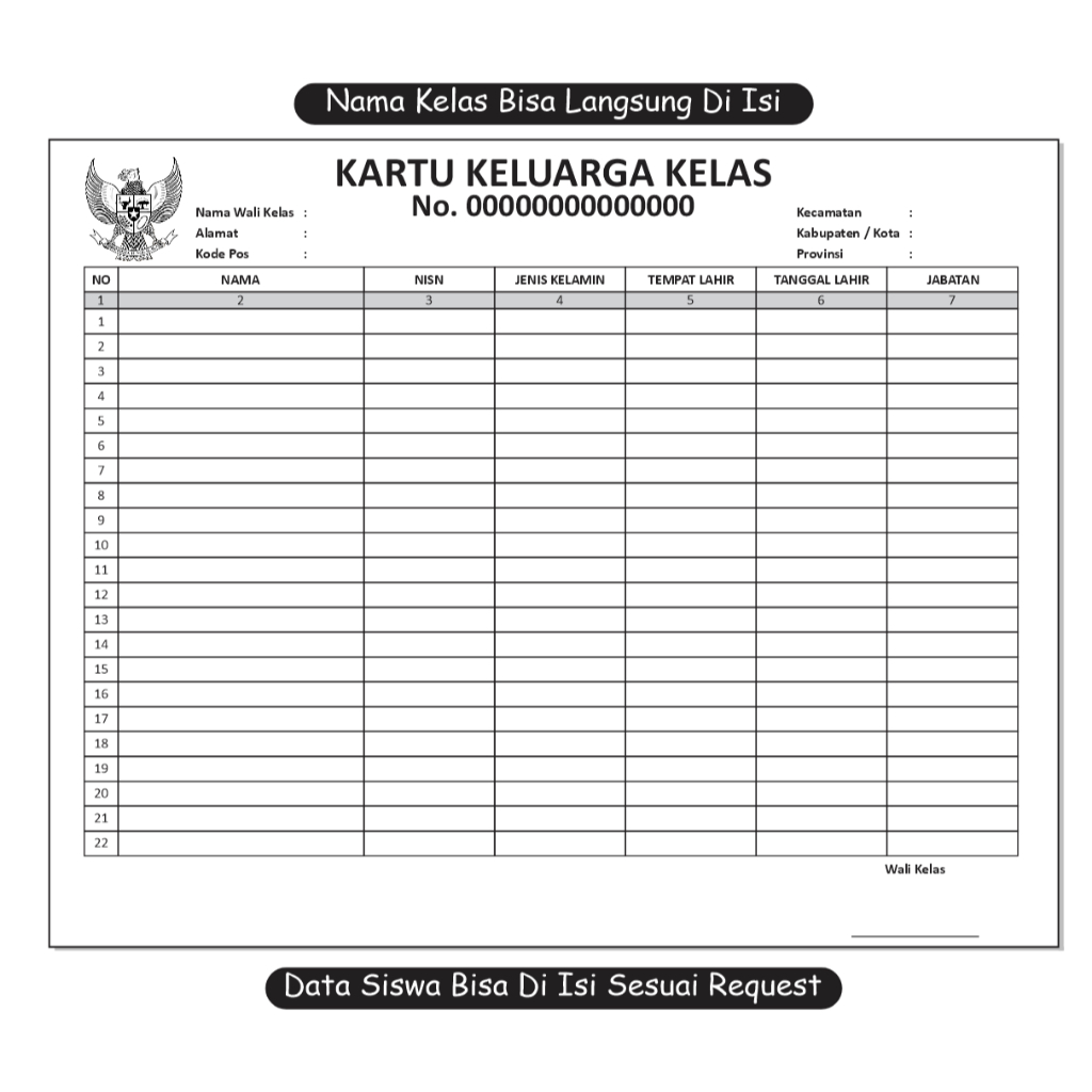 Banner Spanduk Kartu Keluarga BESAR Kelas Siswa Free CUSTOM