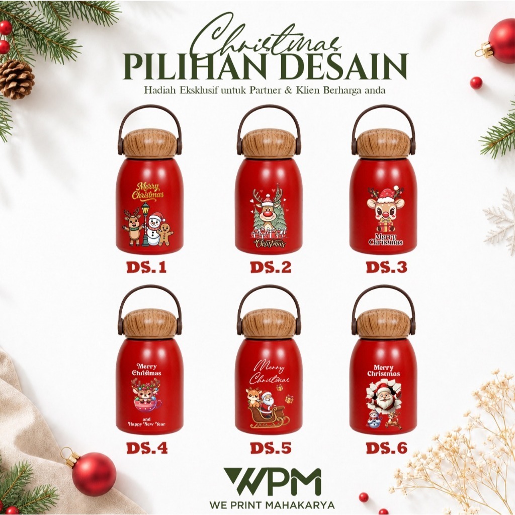 HAMPERS NATAL / CHRISTMAS / SOUVENIR SATUAN TERMOS JAMUR + HARDBOX NATAL / CUSTOM SOUVENIR NATAL PRE