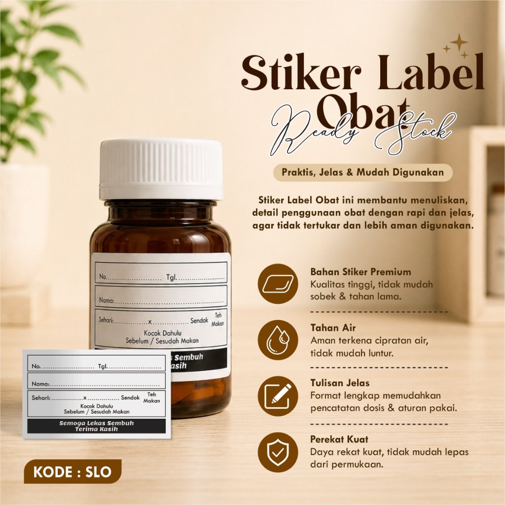 Stiker Label Obat Aturan Pakai Botol & Plastik Klip - Sticker Label Informasi Dosis Aturan Pakai SLO