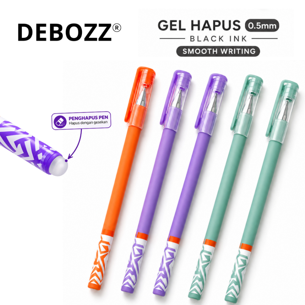 Pulpen Gel Pen Hapus Erasable Pen Hitam 0.5 1 Pack 12pcs DEBOZZ