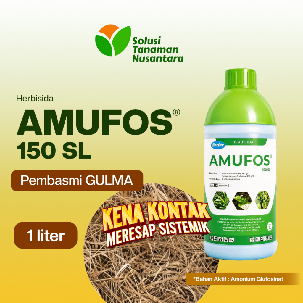 Amufos 1 Liter - Herbisida Pembasmi Rumput Liar Lulangan & Rumput Berdaun Keras