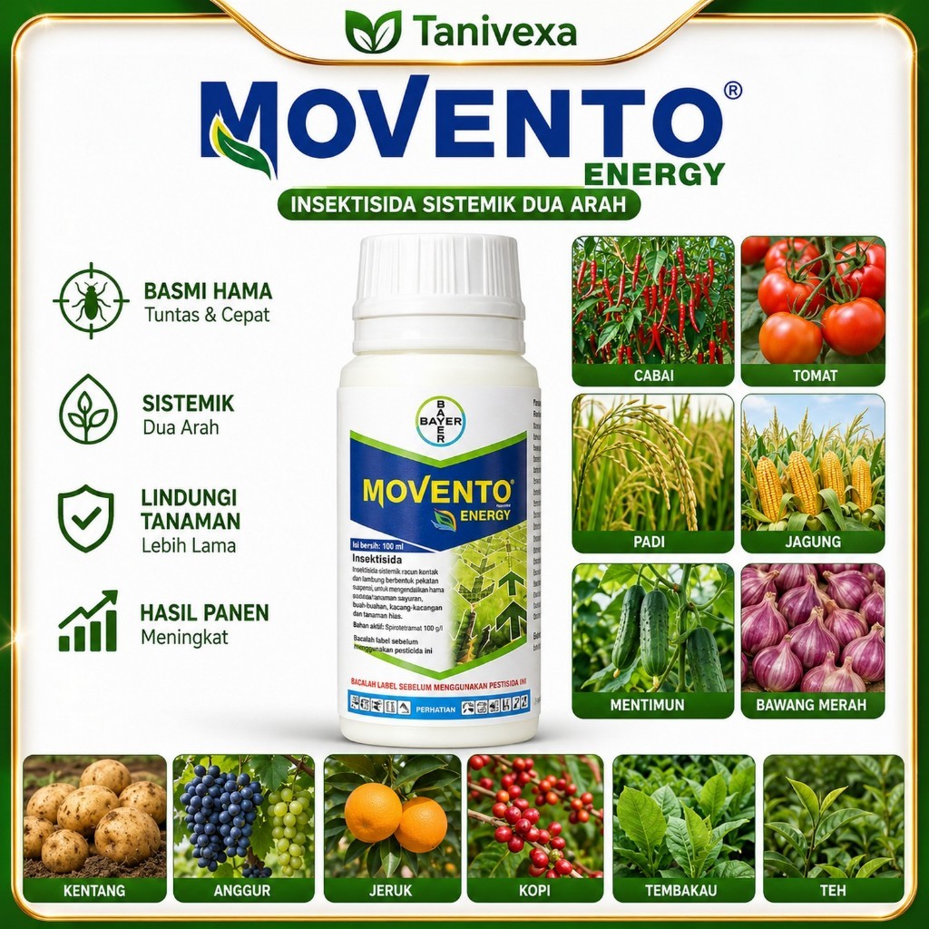 MOVENTO ENERGY 240 SC 100ML Bayer Insektisida Sistemik Imidakloprid Spirotetramat Kutu Kebul Thrips 