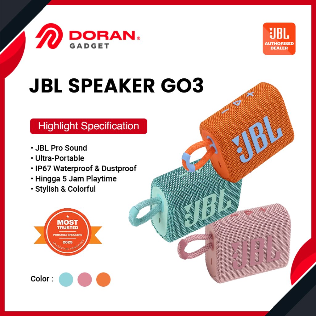 JBL Go 3 Portable Waterproof Bluetooth Speaker Go3 JBL - Garansi Resmi