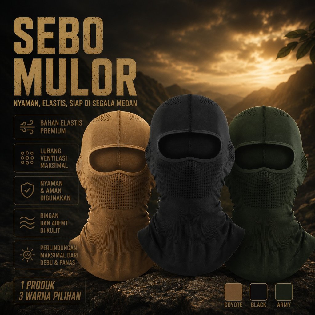 Sebo balaclava mulor  sebo lembut  balaclava elastis sebo pria motor import sebo bersepeda