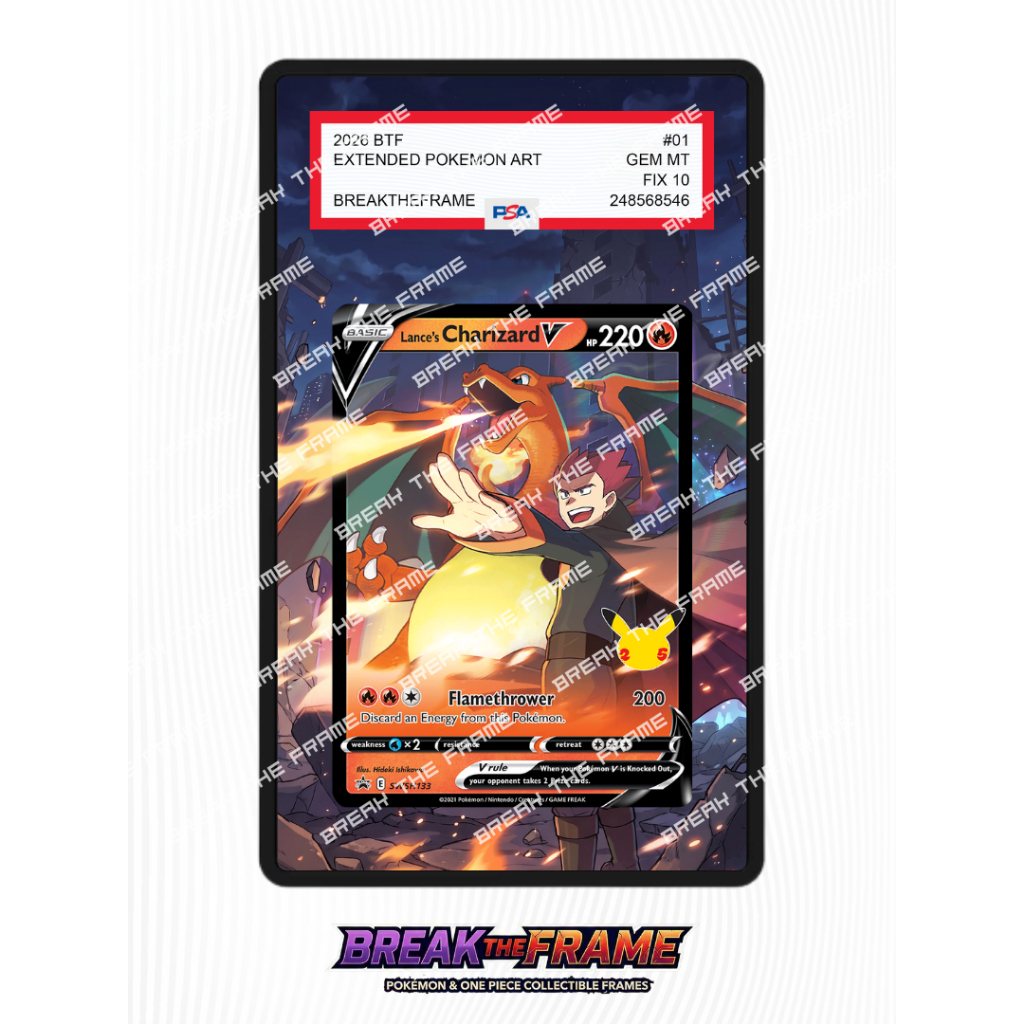 Lance's Charizard V - Sword & Shield Promos #133  - Extended Art Pokemon TCG for Slab Guard / Slab S