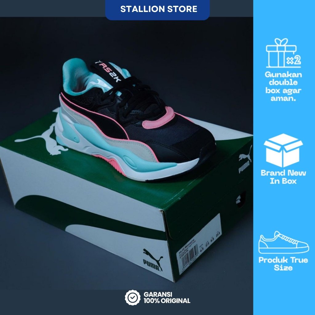 Sepatu Lari / Sepatu Running PUMA WANITA / RS -  2K MESSAGING - BLACK HIGH RISE FREE DUOBLE BOX