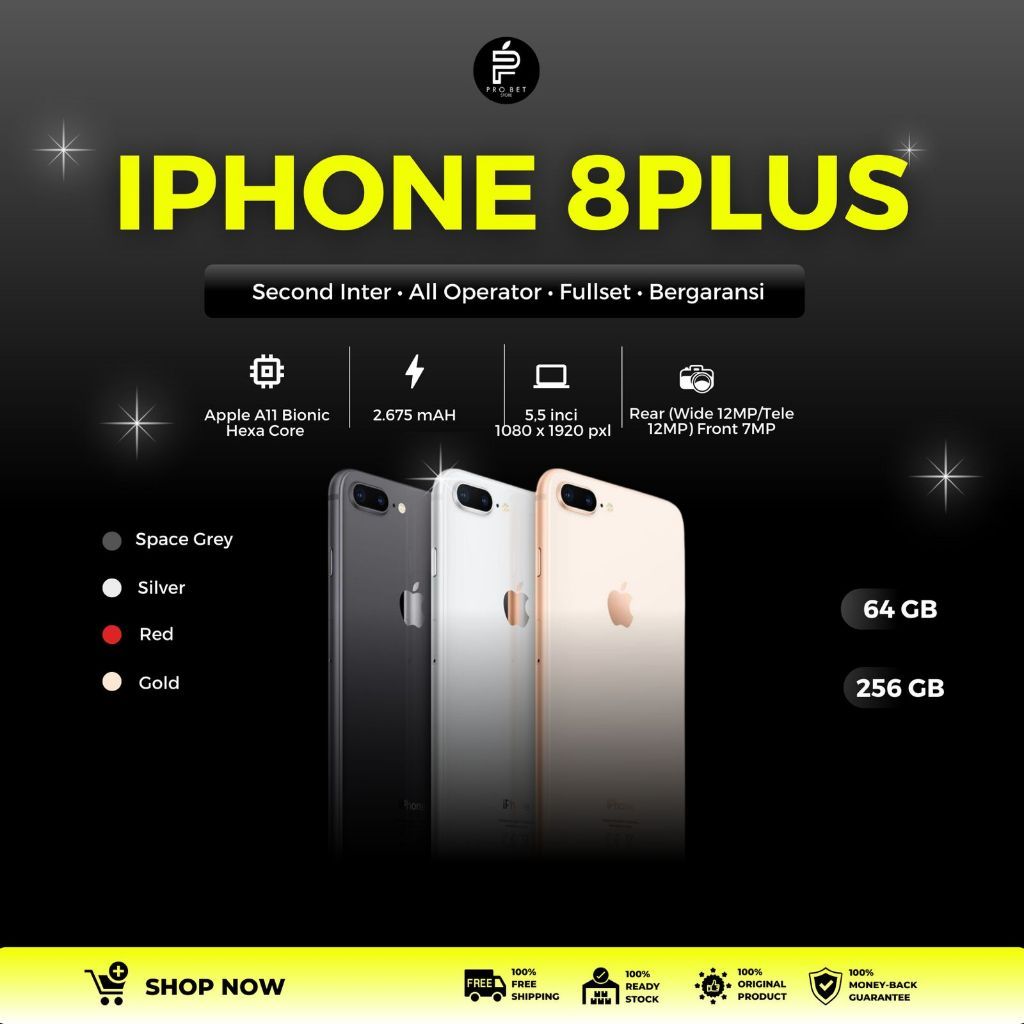 IPHONE SECOND 8PLUS 64GB / 256GB FULLSET LIKE NEW