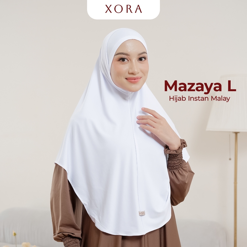 (Xora) Mazaya Hijab Malay Size L - Kerudung Wanita Muslim Instan Daily Malay Non Pad