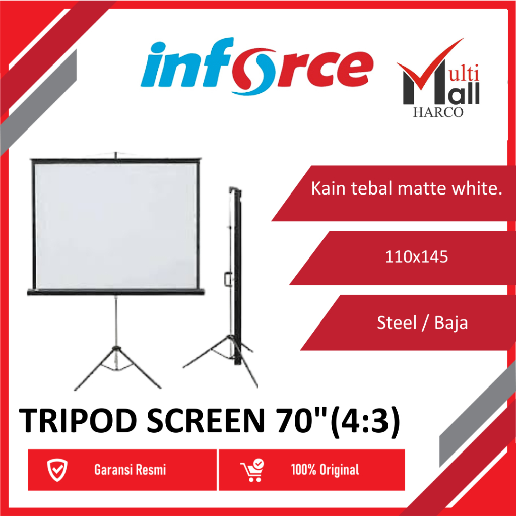 Inforce Tripod Screen Projector 70 4:3 / Layar Proyektor Inforce 70"