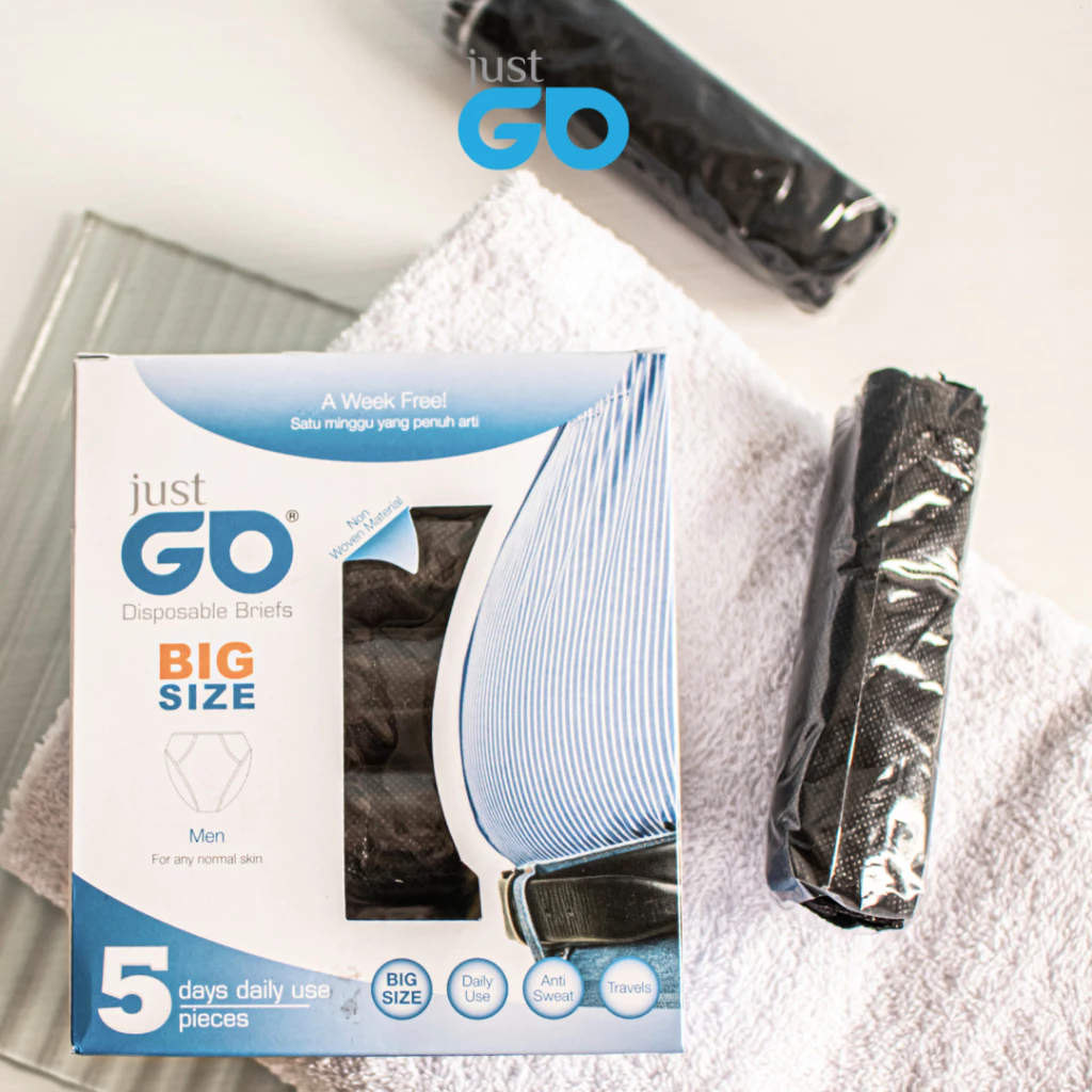 Just Go Disposable Underwear Black Executive Big Size For Men - 5 Pcs Per Pack