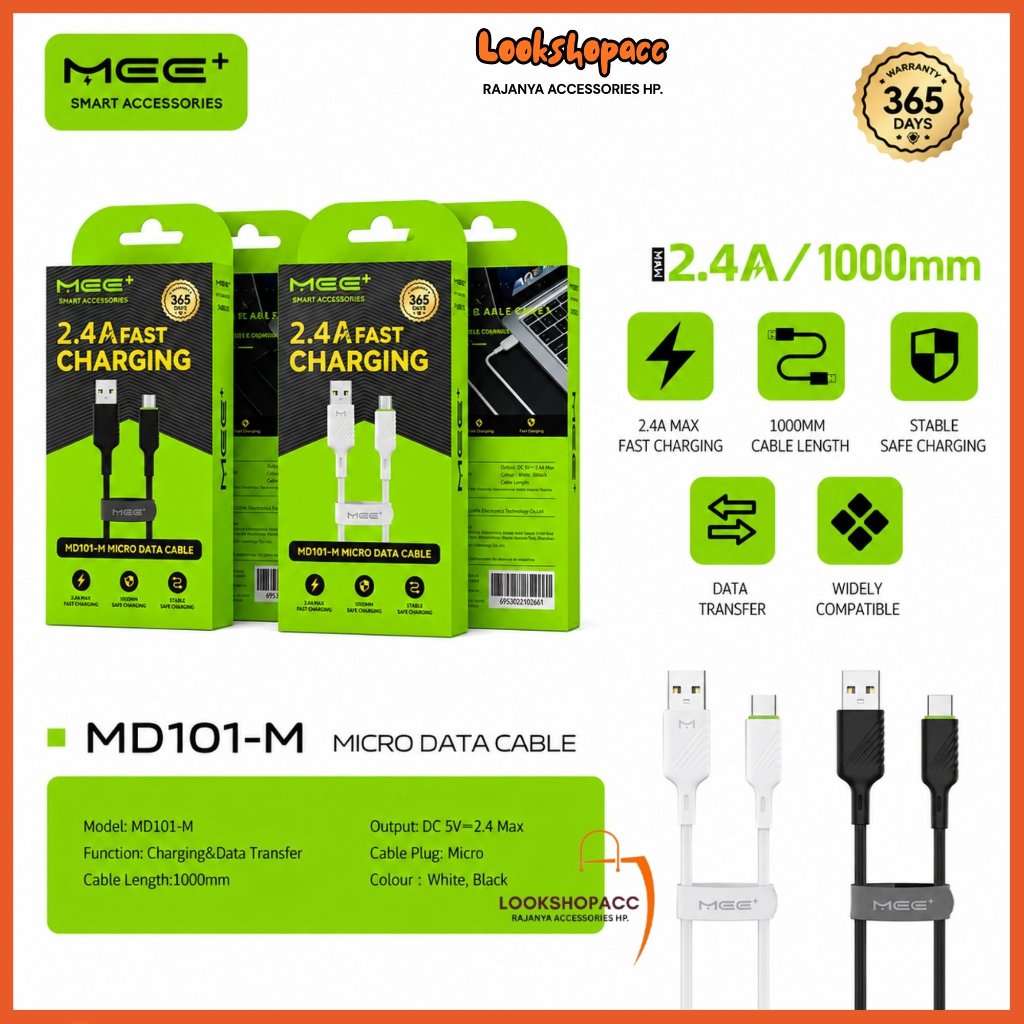 MEE+ Kabel Data MD-101-M Micro/MD101-C Type-C/MD101-L Lightning 1M 2.4A Fast Charging