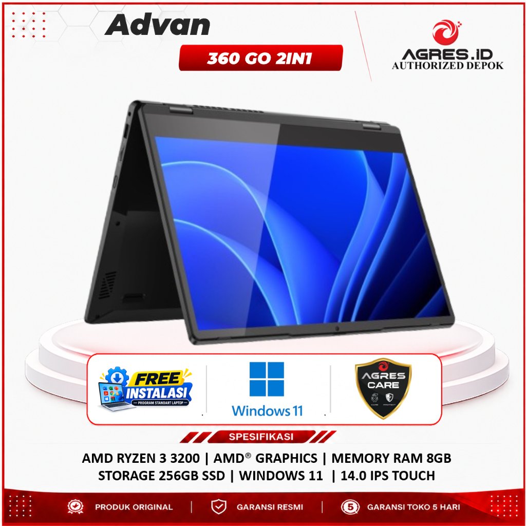 Laptop Advan 360 Go Ryzen 3 3200 8GB 256GB Win 11 14.0 IPS Touch 2in1
