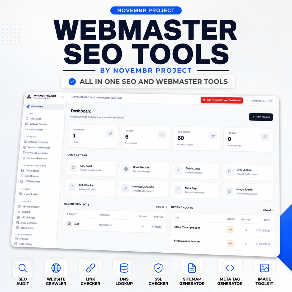Webmaster SEO Tools By Novembr Project Software SEO Website Crawler Audit