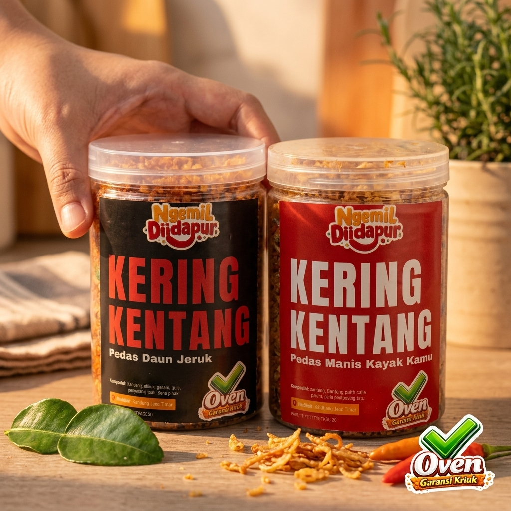 Kering Kentang Mustofa Pedas Manis Balado Kemasan Paket Hemat 2 Toples | Lauk Siap Saji Praktis Taha