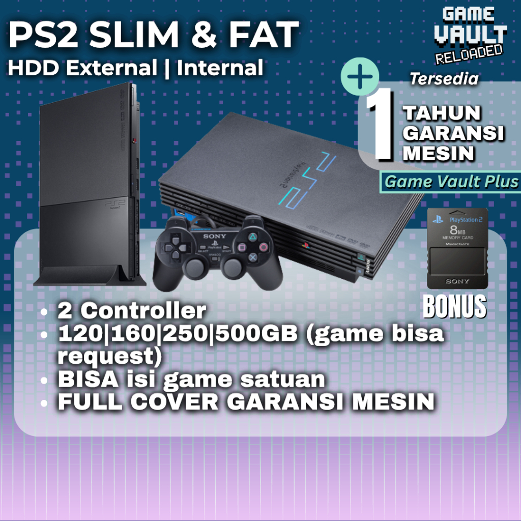 PS2 Fat Slim Matrix HDD Internal Eksternal 80GB 120GB 160Gb fullgame full game na adaptor ps 2 hardi
