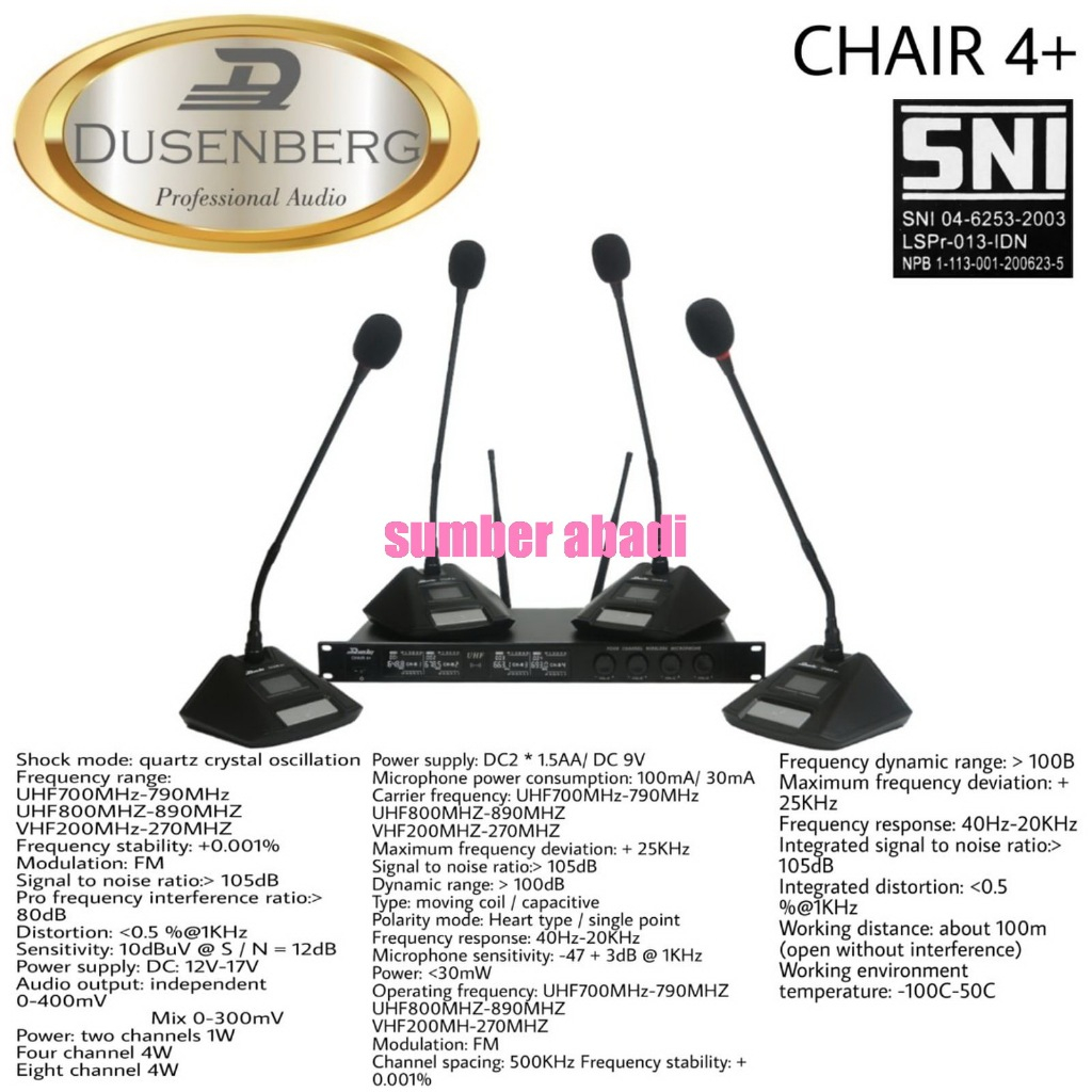 MIC WIRELESS CONFERENCE DUSENBERG CHAIR 4+ ORIGINAL 4 MIC MEJA WIRELESS