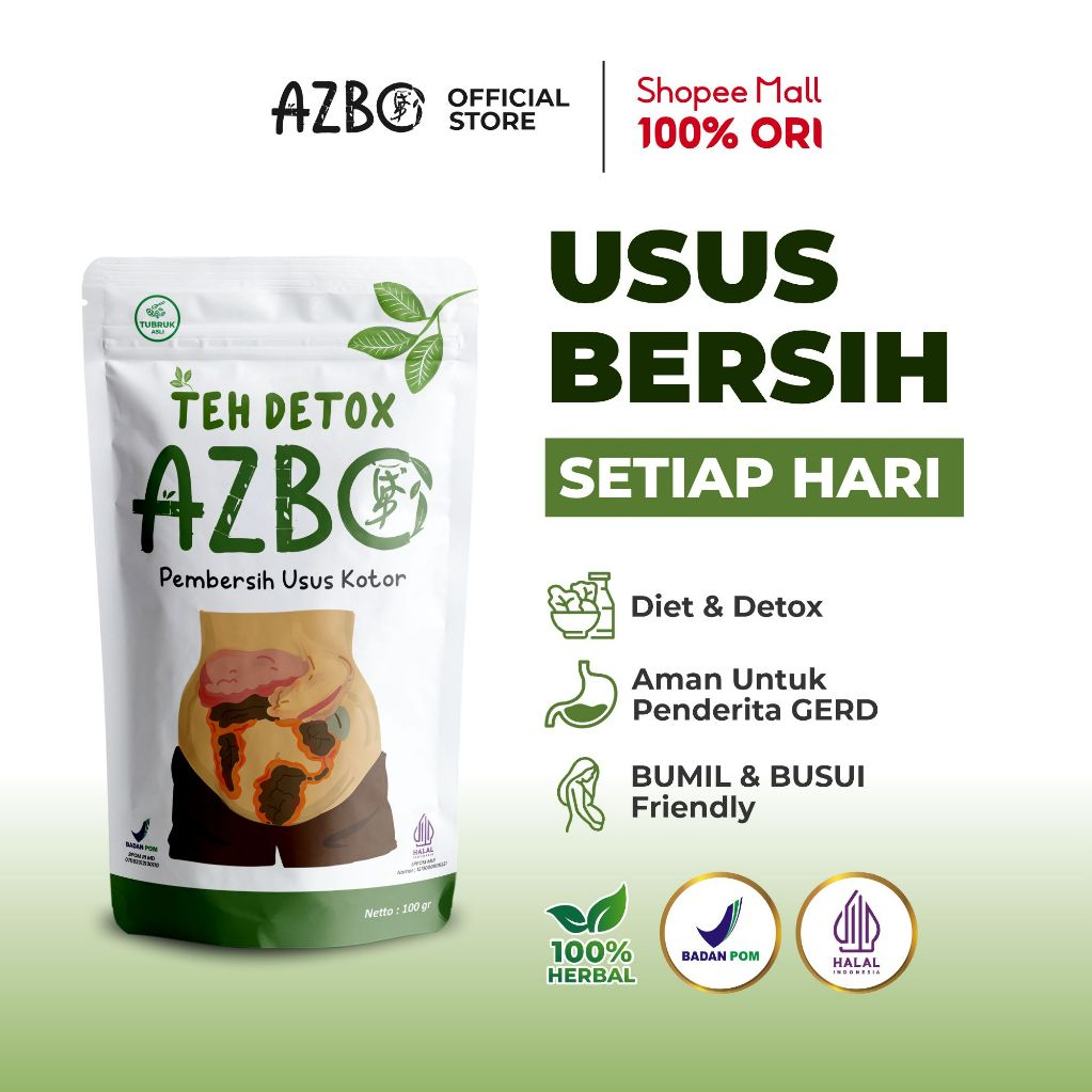 AZBO Teh Detox  Original - Slimming Tea Detox Usus Kotor  [1 Pcs 100 Gr]
